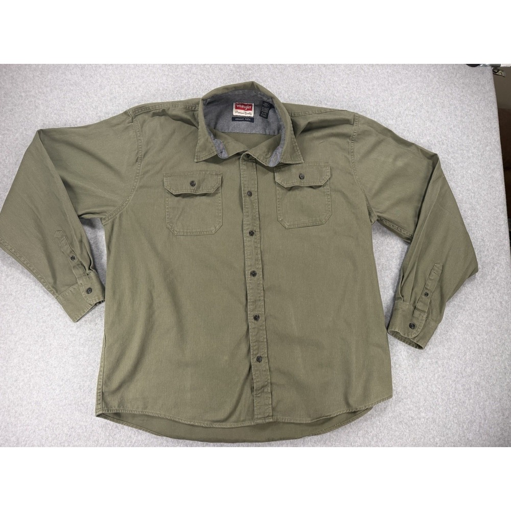 Wrangler Men's Green Long Sleeve Button-Up Shirt Size XL